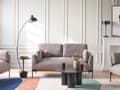 Miniatyrbillede 2 af 11: Sofa Taupe Polyester 2 Personers Tyk Polstret Dyb Blød Stofsofa til Stuen Moderne Inspiration Stue Møbel Moderne