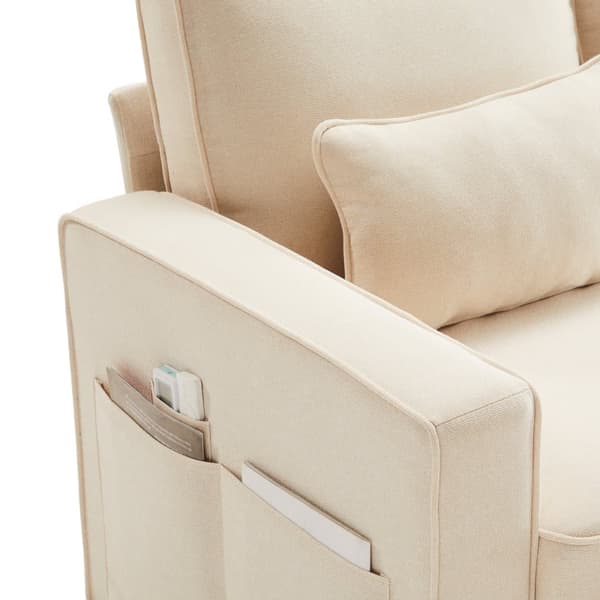 Fast 4-personers sofa i hørstof - med lommer i siderne - Beige