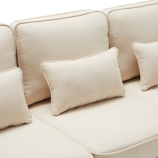 Fast 4-personers sofa i hørstof - med lommer i siderne - Beige