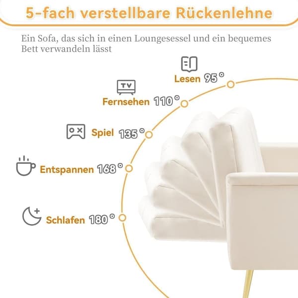 3-sitziges Schlafsofa aus Samtstoff – Beige