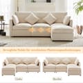Pikkukuva 3 / 8: 3-Sitzer-Ecksofa – mit modularer Fußstütze – Chenille – Beige
