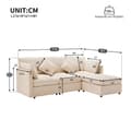 Pikkukuva 5 / 8: 3-Sitzer-Ecksofa – mit modularer Fußstütze – Chenille – Beige