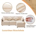 Pikkukuva 6 / 8: 3-Sitzer-Ecksofa – mit modularer Fußstütze – Chenille – Beige