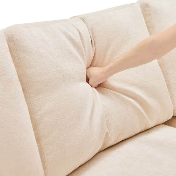 3-Sitzer-Ecksofa – mit modularer Fußstütze – Chenille – Beige