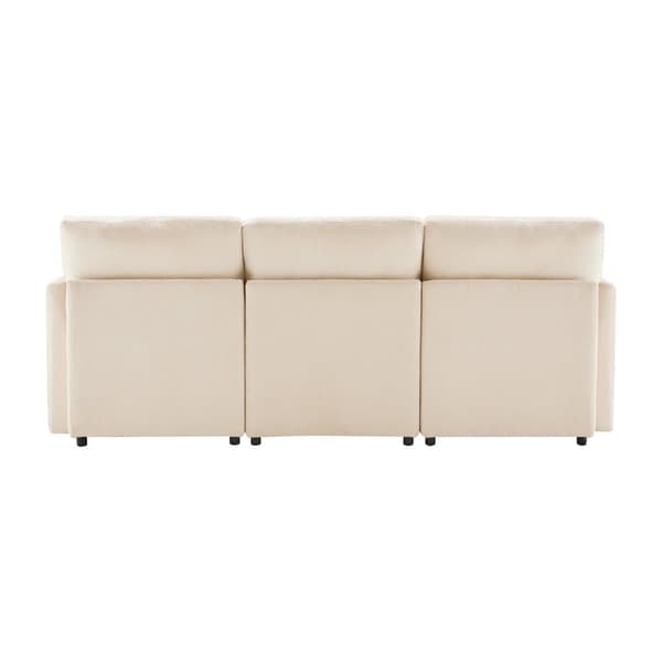 3-Sitzer-Ecksofa – mit modularer Fußstütze – Chenille – Beige