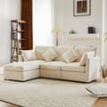 Pikkukuva 2 / 8: 3-Sitzer-Ecksofa – mit modularer Fußstütze – Chenille – Beige