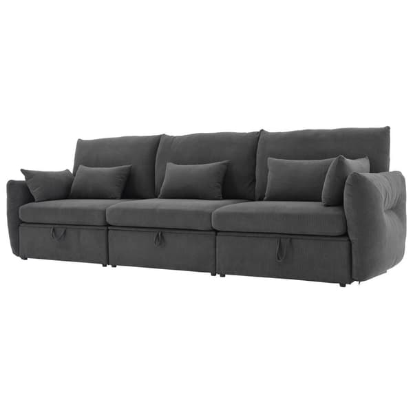 3-personers sofa med opbevaringsplads - med fodstøtte - grå
