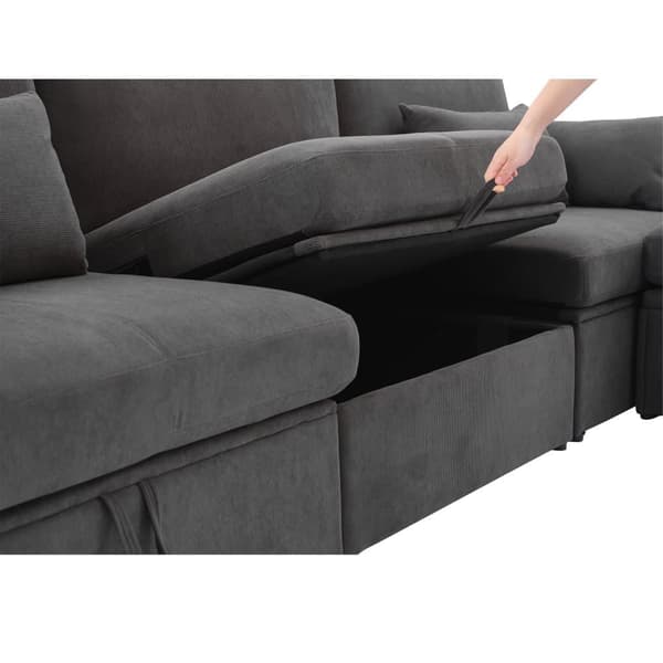 3-personers sofa med opbevaringsplads - med fodstøtte - grå