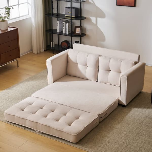 2-personers sofa - i hørstof - 2 lommer i siderne - Beige