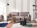 Miniatyrbild 2 av 11: Soffa 3-sits Taupe Polyester Tyg Järn Svarta Ben Stoppade Vardagsrumsmöbler