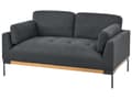 Miniatyrbild 5 av 11: Soffa 2-sits Svart Polyester Tyg Järn Svarta Ben Stoppade Vardagsrumsmöbler