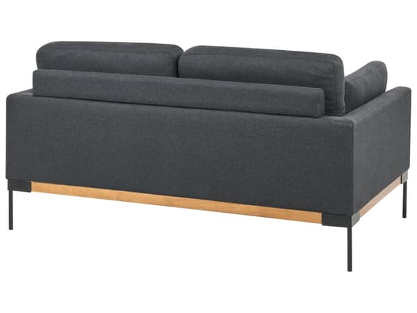 Soffa 2-sits Svart Polyester Tyg Järn Svarta Ben Stoppade Vardagsrumsmöbler