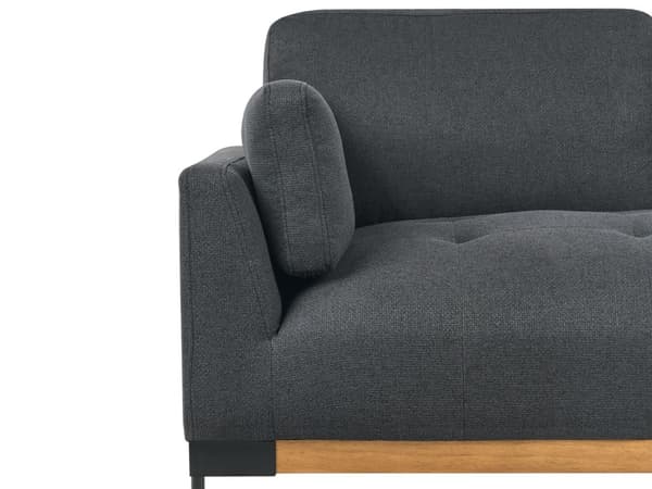 Soffa 2-sits Svart Polyester Tyg Järn Svarta Ben Stoppade Vardagsrumsmöbler