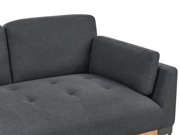 Soffa 2-sits Svart Polyester Tyg Järn Svarta Ben Stoppade Vardagsrumsmöbler