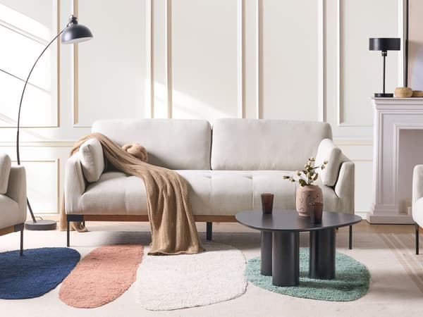 Sofa Lys Beige Polyester 3 Personers Tyk Polstret Dyb Blød Stofsofa til Stuen Moderne Inspiration Stue Møbel Moderne