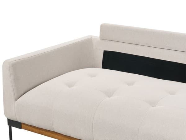 2-seters Sofa Lys Beige Polyester Stoff Jern Svarte Ben Polstrede Stue Møbler
