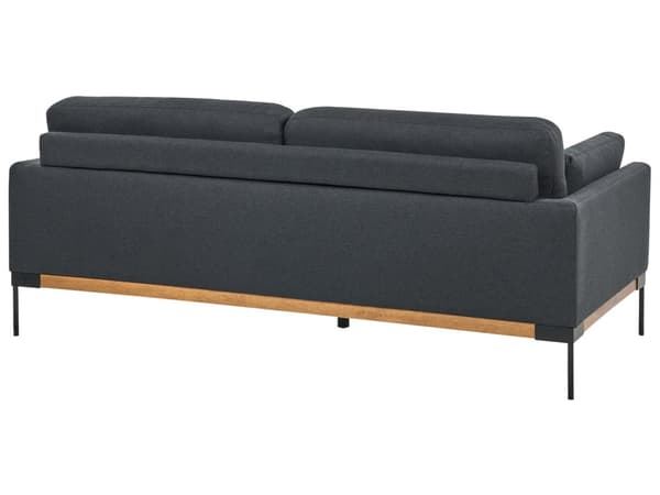 3-seters Sofa Svart Polyester Stoff Jern Svarte Ben Polstrede Stue Møbler