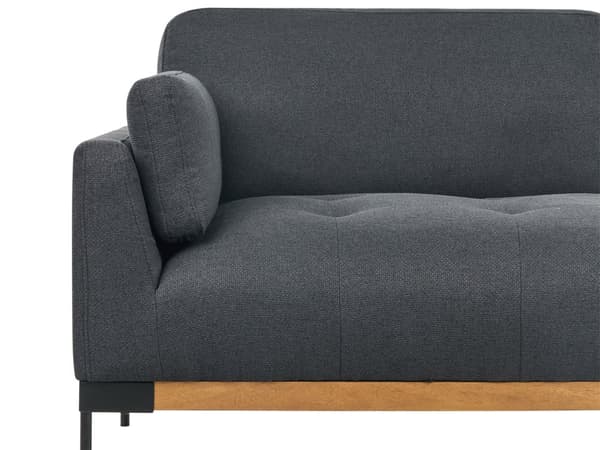 3-seters Sofa Svart Polyester Stoff Jern Svarte Ben Polstrede Stue Møbler