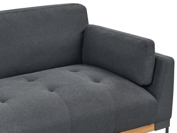 3-seters Sofa Svart Polyester Stoff Jern Svarte Ben Polstrede Stue Møbler
