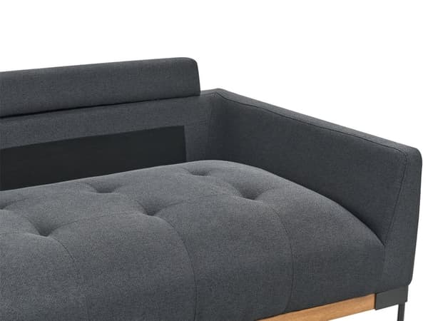 3-seters Sofa Svart Polyester Stoff Jern Svarte Ben Polstrede Stue Møbler