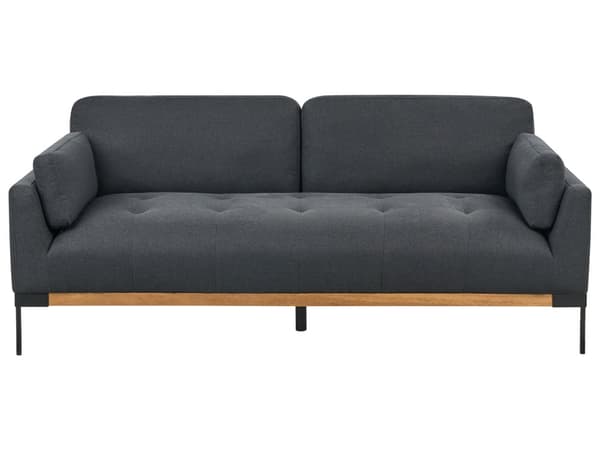 3-seters Sofa Svart Polyester Stoff Jern Svarte Ben Polstrede Stue Møbler