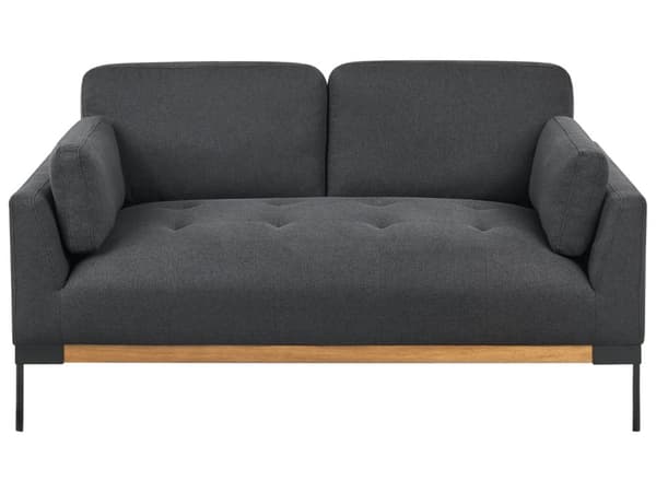 2-seters Sofa Svart Polyester Stoff Jern Svarte Ben Polstrede Stue Møbler