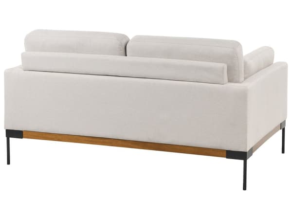 Stue Sett Lys Beige Polyester Stoff Jern Svarte Ben 3 Seter 2 Seter Lenestol Polstrede Stue Møbler