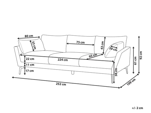 Sofa Beige Polyester 4 Personers Tyk Polstret Dyb Blød Stofsofa til Stuen Moderne Inspiration Stue Møbel Moderne