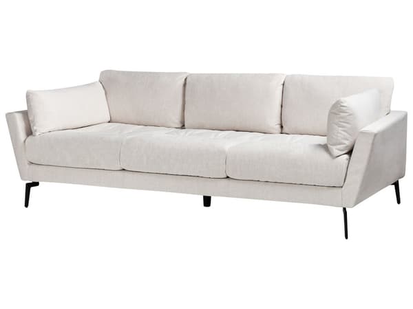 Sofa Beige Polyester 4 Personers Tyk Polstret Dyb Blød Stofsofa til Stuen Moderne Inspiration Stue Møbel Moderne