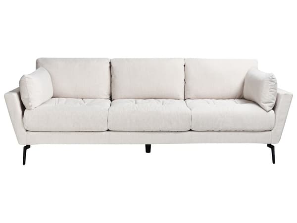 Sofa Beige Polyester 4 Personers Tyk Polstret Dyb Blød Stofsofa til Stuen Moderne Inspiration Stue Møbel Moderne