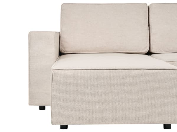 4-seters U-sofa Lys Beige Polyester Stoff Polstring Sovefunksjon Oppbevaring