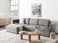 Miniatyrbilde 2 av 11: Hjørnesofa med oppbevaring Grå Imitert lin 3-seter Høyrevendt Sovefunksjon