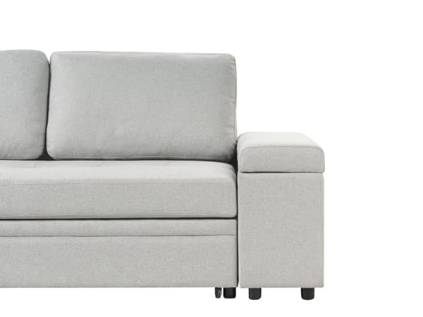 Hjørnesofa med opbevaring Lysegråt imiteret linned 3-personers Højrevendt sovefunktion