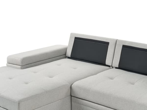 Hjørnesofa med opbevaring Lysegråt imiteret linned 3-personers Højrevendt sovefunktion