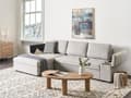 Miniatyrbillede 2 af 11: Hjørnesofa med opbevaring Lysegråt imiteret linned 3-personers Højrevendt sovefunktion