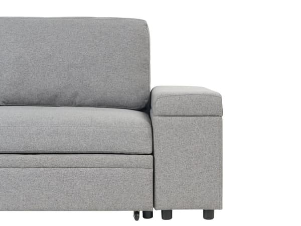 Hjørnesofa med opbevaring Gråt imiteret linned 3-personers Højrevendt sovefunktion