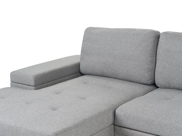 Hjørnesofa med opbevaring Gråt imiteret linned 3-personers Højrevendt sovefunktion