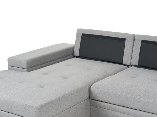 Hjørnesofa med opbevaring Gråt imiteret linned 3-personers Højrevendt sovefunktion