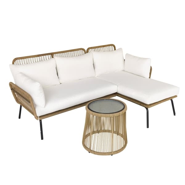 Rootz-rottinki-sohvasetti - Ulkokalusteet - Patiosetti - Optimaalinen mukavuus - Kahden hengen sohva 125x77x82cm, Lepotuoli 137x68x82cm, Pöytä 49x49x4