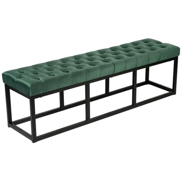 Banquet Polson i Sammet Stil Chesterfield med Svart Metalram, Grön-150 cm