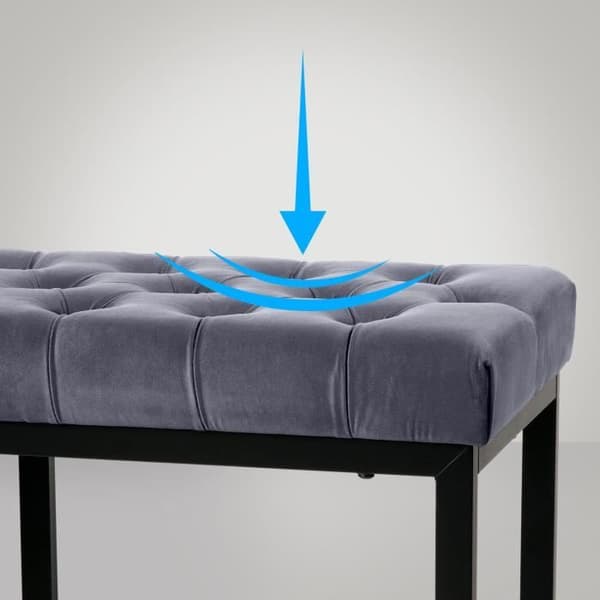 Banquette Polson i Sammet i Chesterfield-stil med Svart Metallram, Grå - 150 cm