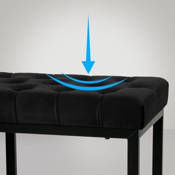 Banquette Polson i Sammet Stil Chesterfield med Svart Metallram, Svart -150 cm