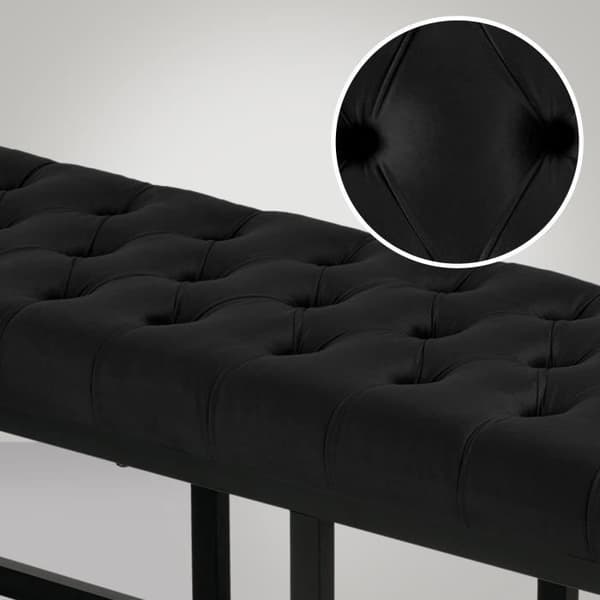 Banquette Polson i Sammet Stil Chesterfield med Svart Metallram, Svart -150 cm