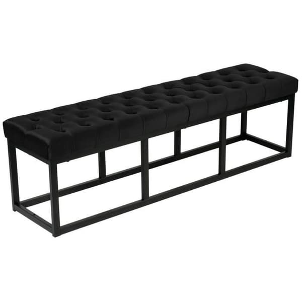 Banquette Polson i Sammet Stil Chesterfield med Svart Metallram, Svart -150 cm