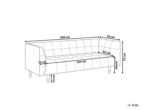Sofa Off-white Boucle Treben 3-seters Sofa med Knappet Treben og Polstring i Brunt Stoff Gummitreben