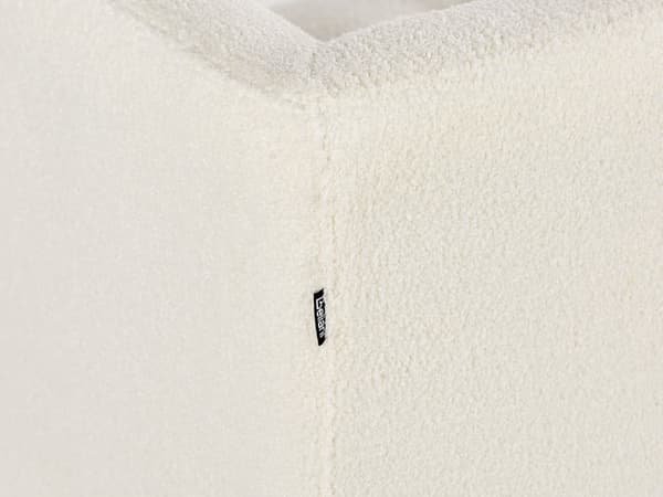 Sofa Off-white Boucle Treben 3-seters Sofa med Knappet Treben og Polstring i Brunt Stoff Gummitreben
