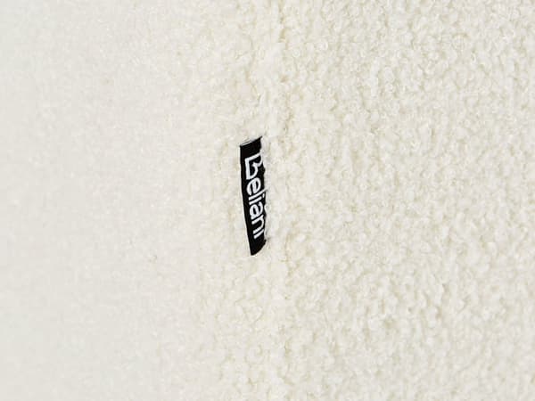 Sofa Off-white Boucle Treben 3-seters Sofa med Knappet Treben og Polstring i Brunt Stoff Gummitreben