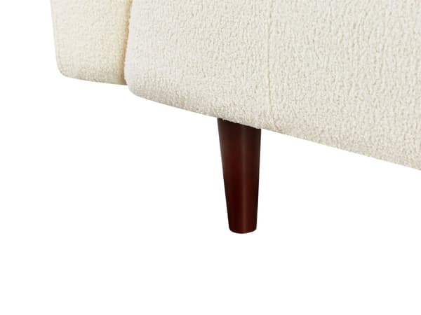 Sofa Off-white Boucle Treben 3-seters Sofa med Knappet Treben og Polstring i Brunt Stoff Gummitreben