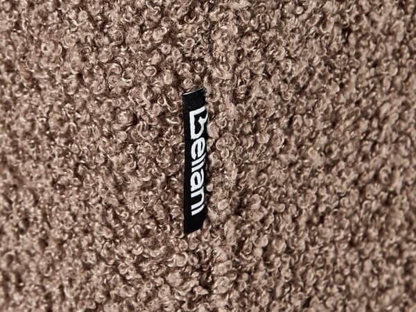 Sofa Brun Boucle Treben 3-seters Sofa med Knappet Treben og Polstring i Brunt Stoff Gummitreben
