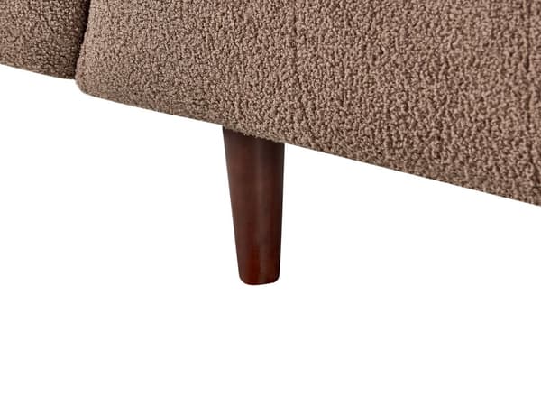 Sofa Brun Boucle Treben 3-seters Sofa med Knappet Treben og Polstring i Brunt Stoff Gummitreben